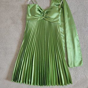 Green pleated dress